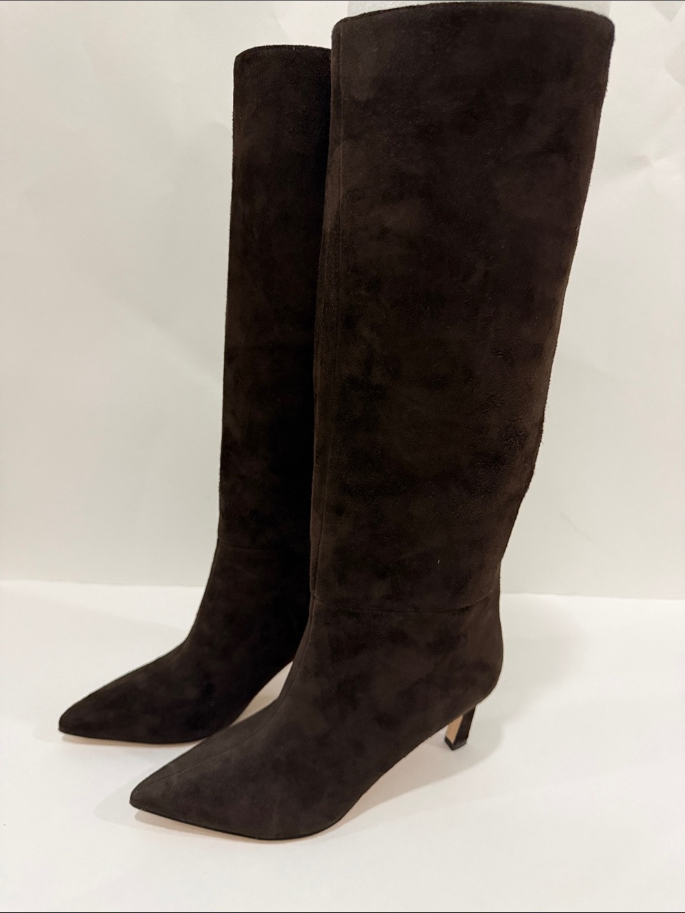 Nine West Caddy Tall Pointed-Toe Suede Knee Boots - Dark Brown Medium Calf